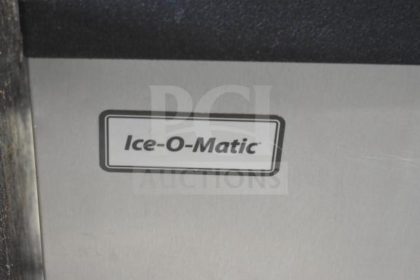 2019 Ice-O-Matic B110PS ice storage bin, 854 lb capacity, reinforced construction, logo visible on stainless steel exterior.