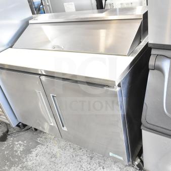 Edesa EDST-48-12 commercial sandwich salad prep table, stainless steel, used condition, 115V, 1 phase, Bain Marie mega top.