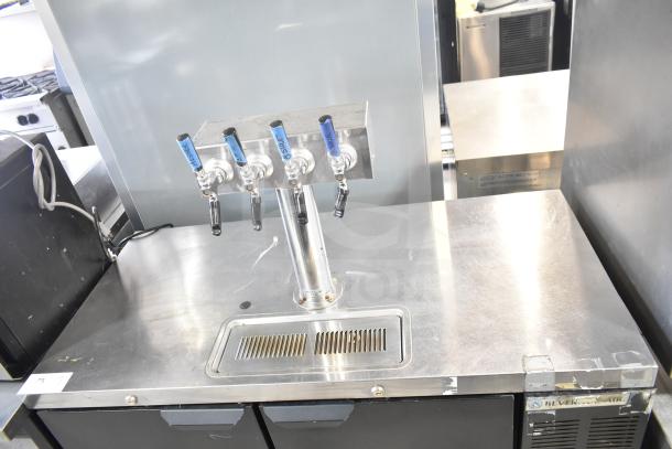 Beverage Air DD48HC-1-B-138 kegerator with 4 tap beer tower, stainless steel, 115 volts, commercial use.