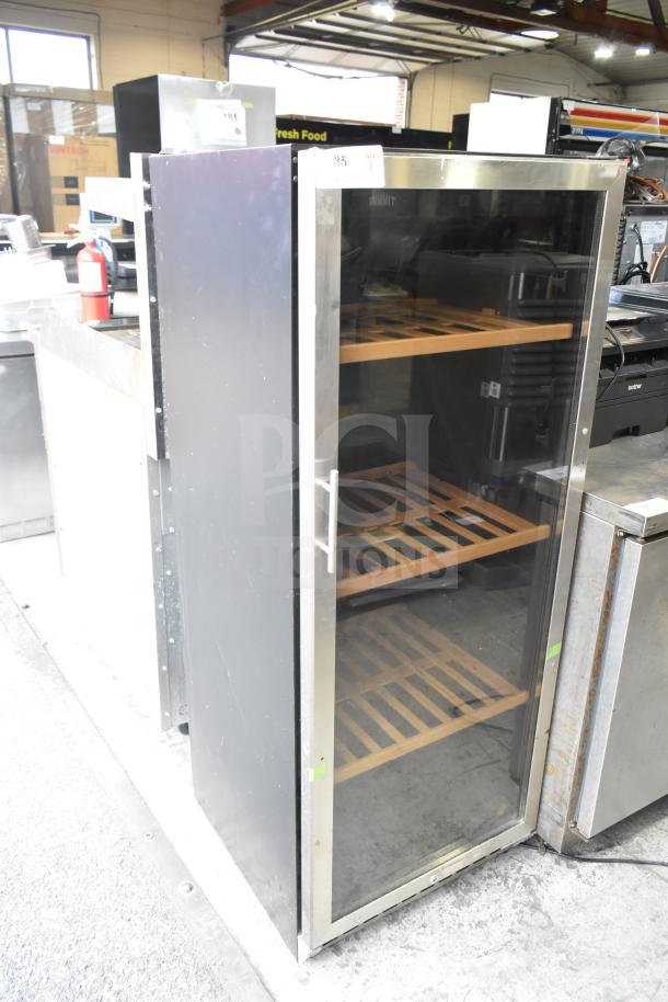 Summit SWC1102 wine cellar merchandiser, single door, glass front, wood shelves, 115 volts, excellent condition.