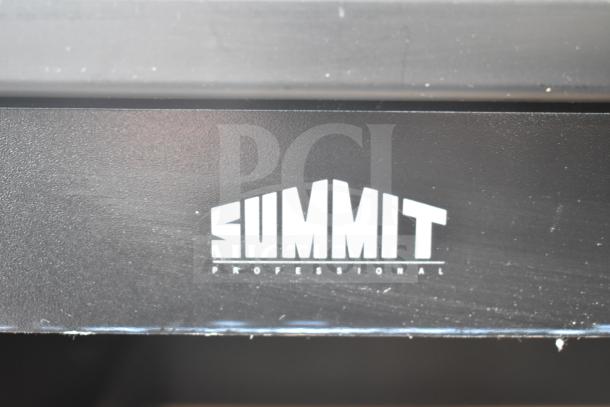 Summit SWC1102 wine cellar merchandiser logo. Single door, 115 volts, 1 phase. Brand: Summit. Model: SWC1102.