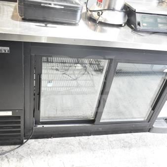 Everest EBB59G-SD 2 Door Back Bar Cooler Merchandiser, 115V, 1 Phase, glass doors, black finish, commercial use.