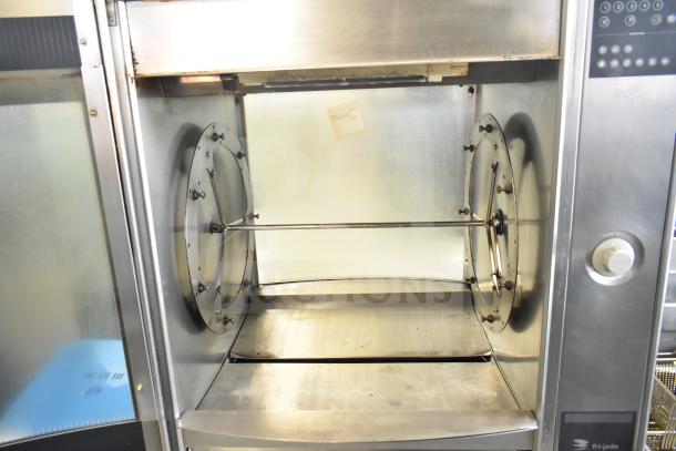 Fri-jado STG 7-P Commercial Electric Rotisserie Oven, 208V, 3 Phase, on casters, stainless interior, digital controls.