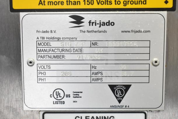 Fri-jado STG 7-P Commercial Rotisserie Oven, electric, industrial casters, 208V, 3 phase, UL listed, part no. 9179036.