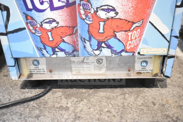 SPN IC2.1M Commercial Countertop Slushie Machine, missing one hopper, 115 volts, 1 phase, features branded bear graphic.