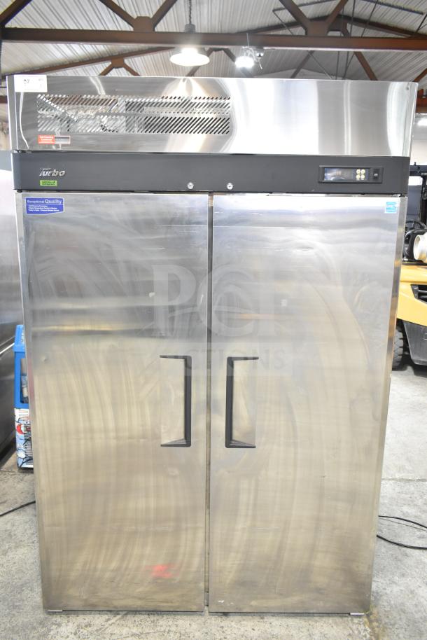 Turbo Air M3F47-2-N commercial 2-door reach-in freezer, stainless steel, 115V, 1 phase, digital display, excellent condition.