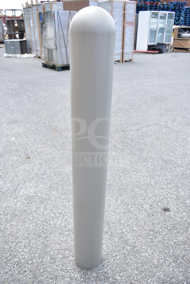 Gray IdealShield bollard cover, durable construction, smooth finish. Auction offers 10 times the quantity of bid.