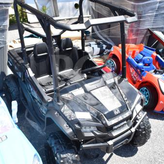 Ride On Children's Golf Cart, black, dual seats, rugged tires, steering wheel, excellent condition, outdoor play.