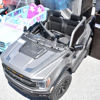 Ride On Children's Ford Gray Car, detailed design, realistic features, black seats, excellent condition.