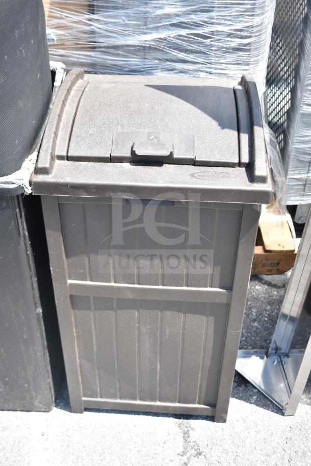 6-item lot featuring Slim Jim trash cans with mats. Durable construction, suitable for commercial use. 6 times your bid.