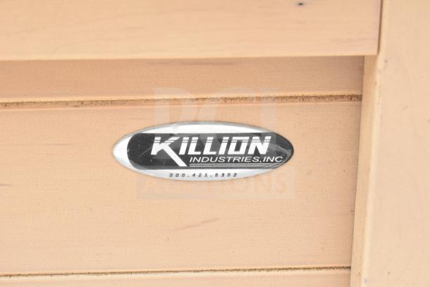 Killion Commercial Floor Style Open Grab N Go Merchandiser with branding label, operates at 120/208-240 volts.