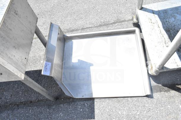 Commercial right side clean side dishwasher table, stainless steel, pre-owned, visible wear, ideal for industrial kitchens.