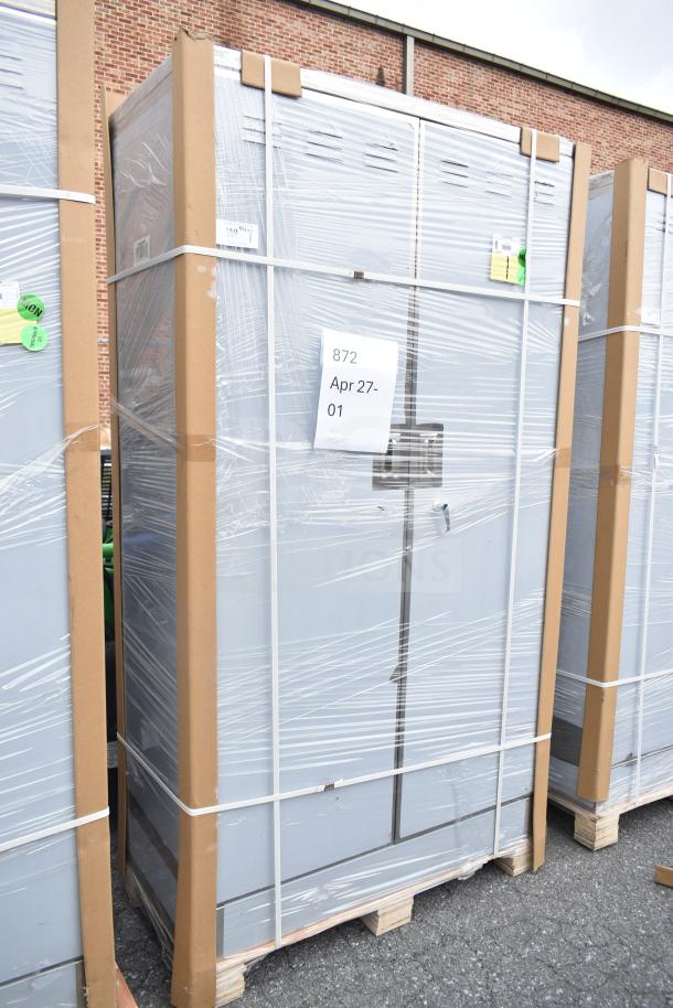 Regency 600SMC48DDM 48" stainless steel mop sink cabinet, brand new, scratch and dent, wrapped in plastic on pallet.