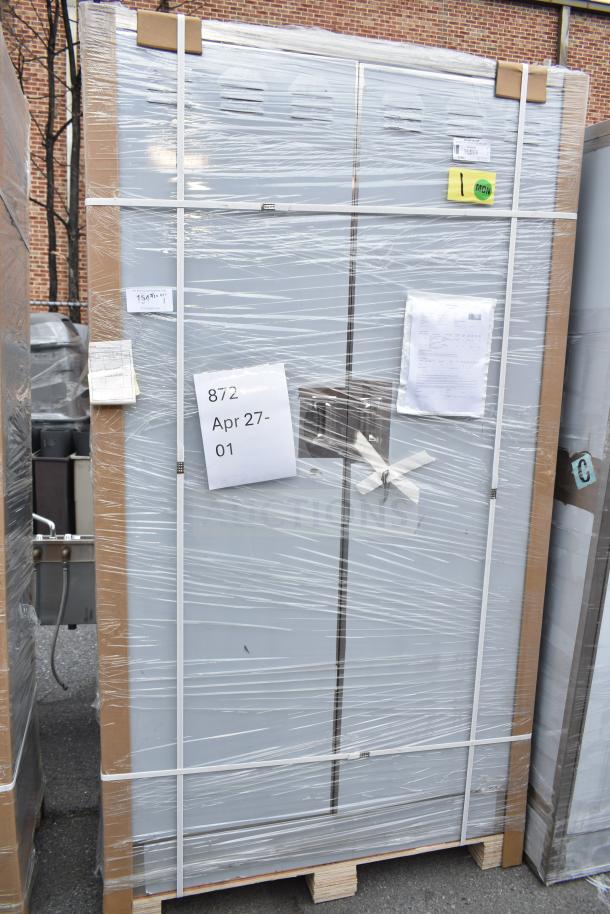 Regency 600SMC48DDM 48" stainless steel mop sink cabinet, brand new, some scratches and dents, secured and labeled in packaging.