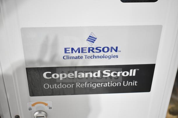 Copeland XFAM-010Z-TFC-081 Condensing Unit, 208-230V, 3-Phase. Emerson label visible.