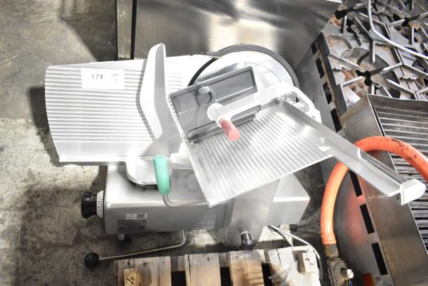 2017 Bizerba GSP H Commercial Countertop Meat Slicer, 120V, 1 Phase, excellent condition, with adjustment knobs and safety features.