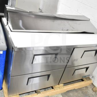 BRAND NEW 2026 True TSSU-60-16D-4-HC sandwich prep table, stainless steel, 4 drawers, 115V, scratch and dent condition.