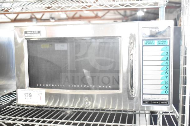 2022 Sharp R-21LVF Commercial Microwave Oven, stainless steel, 120 volts, keypad, excellent condition, model R-21LVF.