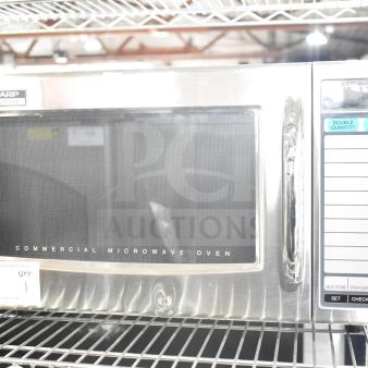 2022 Sharp R-21LVF Commercial Microwave Oven, stainless steel, 120 volts, keypad, excellent condition, model R-21LVF.