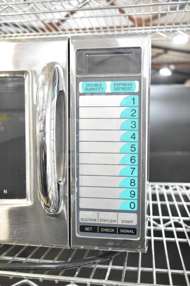 2022 Sharp R-21LVF Commercial Microwave Oven, stainless steel, keypad controls, 120V, excellent condition.