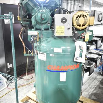 Champion 172-1 VR10-12 commercial air compressor, 460V, 3-phase, floor model, green, visible labels and markings.