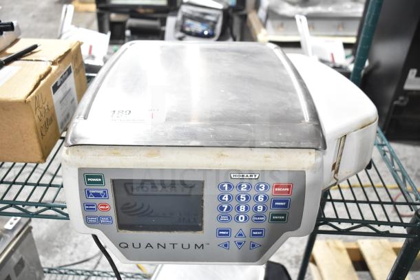 Hobart Quantum Commercial Food Portioning Scale, 120V, tested, working, with keypad, power buttons, and Quantum branding.