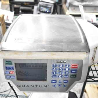 Hobart Quantum Commercial Food Portioning Scale, 120V, tested, working, with keypad, power buttons, and Quantum branding.