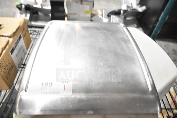 Hobart Quantum Commercial Food Scale, tested and working, 120V 1 Phase, stainless steel, slight wear, auction tag visible.