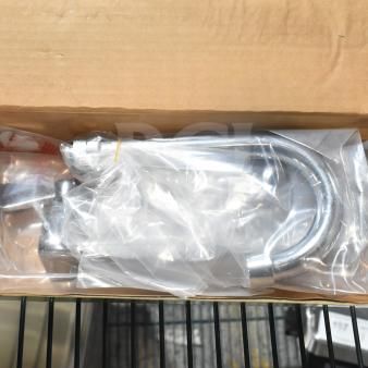 BRAND NEW Regency 600FW84G wall mount faucet with 3 1/2" swivel gooseneck spout and 8" centers, scratch and dent condition.