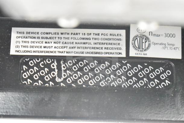 Hobart commercial countertop food portioning scale, tested and working, missing power cord, FCC compliance label visible.