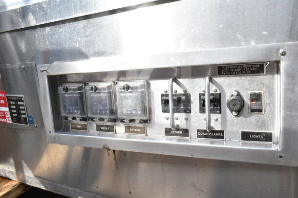Custom Deli's DILW4SS commercial display case with control panel for top, middle, bottom sections; 120/208V, 1 phase.