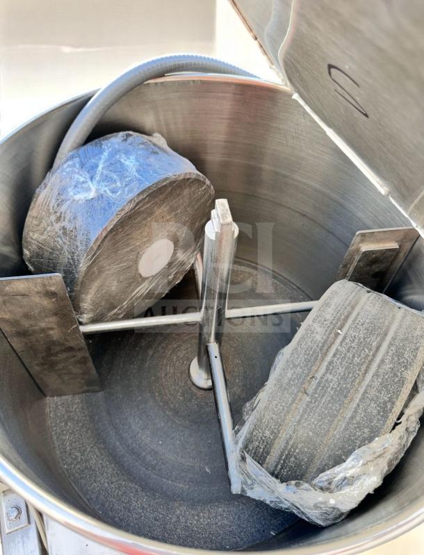 CocoaTown ECGC-65A-AV cacao grinder in outstanding condition, showcasing interior grinding mechanism, 220V, fully tested.