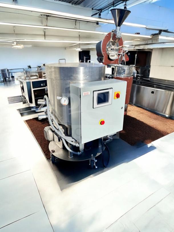 Custom Fabrication chocolate melter & mixer system, model BC8N410S, 240V, excellent condition, fully tested, control panel visible.