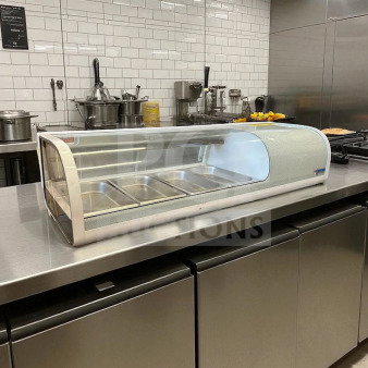 Flawless Omcan RS-CN-0042S 46" Sushi Showcase Refrigerator, 42L, 115V, stainless steel, fully operational.