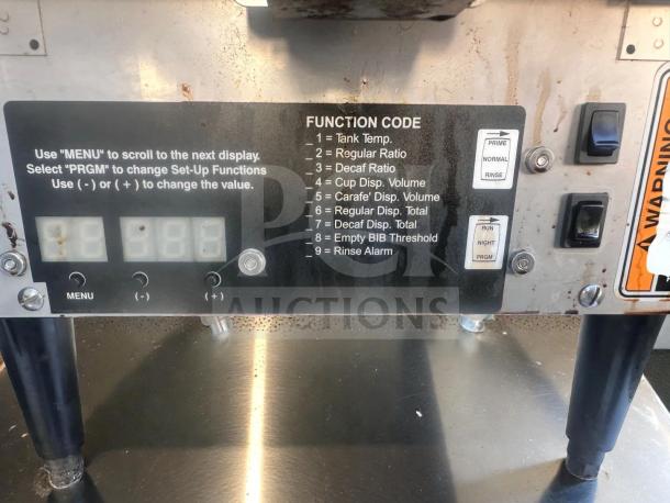 Javo Coffee Dispenser, commercial hot beverage machine, 120V, with function code display and buttons, fully tested.