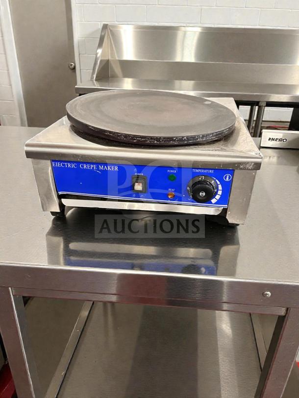 Superb condition HE-1E commercial electric crepe maker by HE Commercial Equipment. 110V, fully tested, operational.