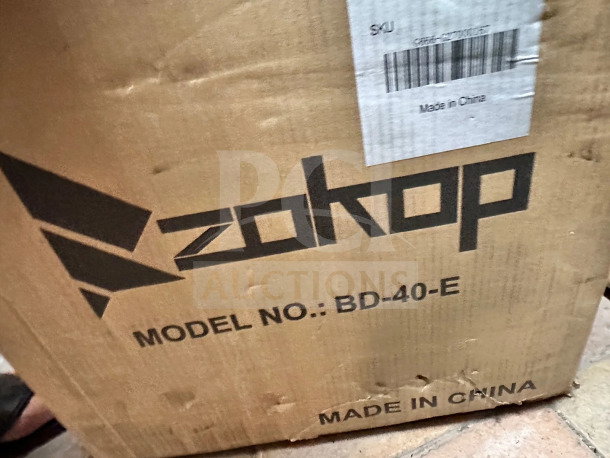 Zokop BD-40-E compact chest freezer, 1.1 Cu. Ft., in original box, pristine condition, never used, 115V, Made in China.