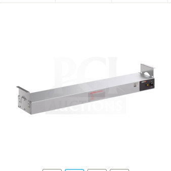 Brand new ServIt 423SWT36 single strip warmer, 36", with toggle controls, 120V, in box. Silver finish with warning label.