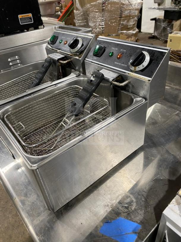 Adcraft DF-6L/2 dual 6L electric countertop deep fryer, stainless steel, excellent condition, fully tested, 120V.
