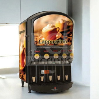 Grindmaster PIC5 cappuccino dispenser with 5 hoppers in excellent condition, fully tested, 120V, visible branding.