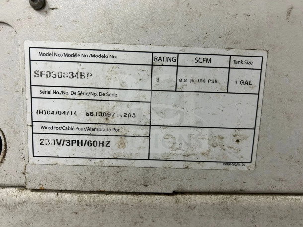 Label on Turbo Air TSU-4RW-N6 vaccine refrigerator shows model, serial number, and power specifications: 230V/3PH/60HZ.