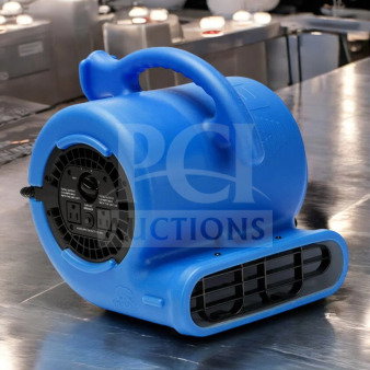 B-Air Vent VP-25 air mover in excellent condition, 1/4 HP, blue, high velocity, fully tested, with power outlets visible.
