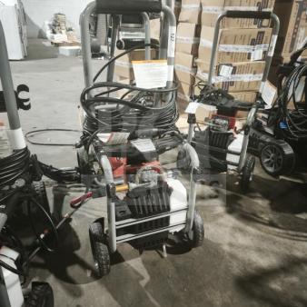 Husqvarna PW2300 Electric Pressure Washer, tested and working, features robust hose, sturdy frame, model label visible.