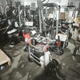 Husqvarna PW2300 Electric Pressure Washer, tested and working. Features sturdy frame, wheels, visible control panel.