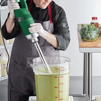 AvaMix 928IBHD21 21" immersion blender, green, heavy-duty, variable speed, 1 1/4 HP, 120V, new scratch & dent, in use in kitchen.