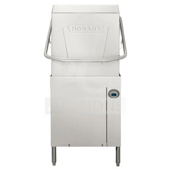 Hobart stainless steel pass-through dishwasher, door/hood-type, superior condition, fully tested, commercial use.