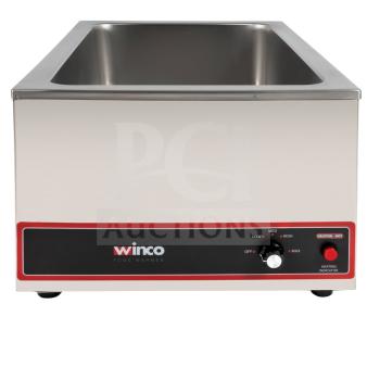 Winco FW-S500 stainless steel food warmer, excellent condition, tested, 120V/1 phase, countertop model, adjustable heat.