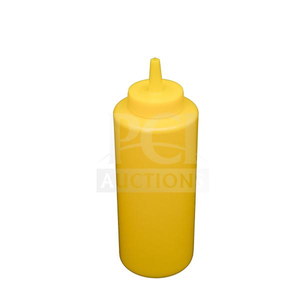 Update International SBY-12 yellow 12 oz squeeze bottle with lid, brand new, set of 6, commercial-grade.