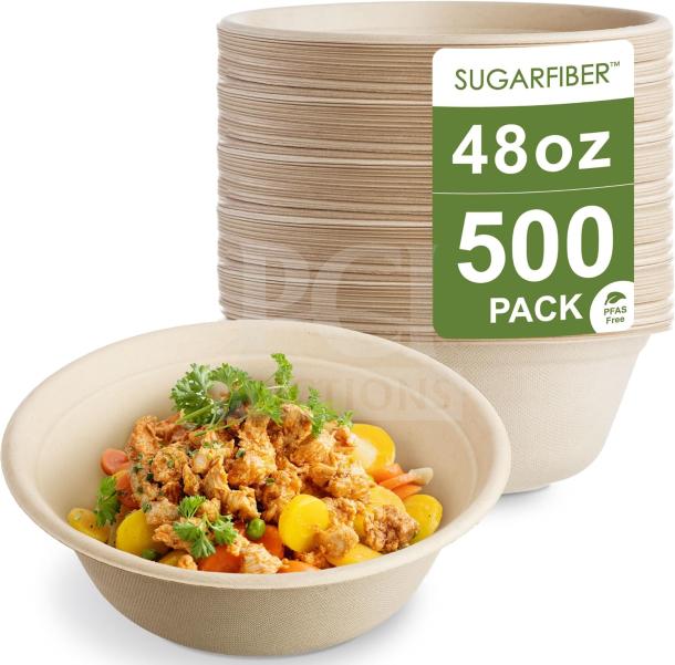 EcoPax Athena Series PB48-WHT commercial 48 oz round paper bowls, brand new, 11 cases, 270 per case, white, top-tier condition.