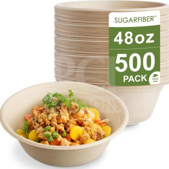 EcoPax Athena Series PB48-WHT commercial 48 oz round paper bowls, brand new, 11 cases, 270 per case, white, top-tier condition.